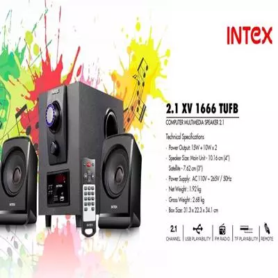 Intex 2.1 XV 1666 TUFB 35 W Bluetooth Home Theatre  (Black, 2.1 Channel)