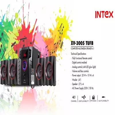 Intex IT-3005 TUF 4.1 Channel Wireless Bluetooth Multimedia Speaker (Black)