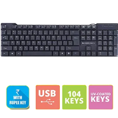 Zebronics K16 Standard Keyboard with USB Input (Black)