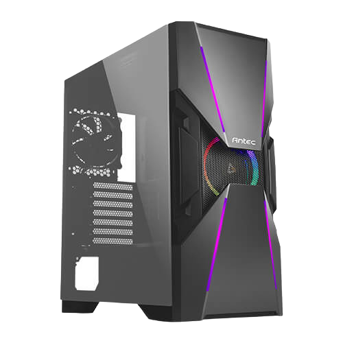 Antec DA601 Mid Tower Gaming Cabinet Support ATX, M-ATX, E-ATX Motherboard with Tempered Glass Side Panel  Regular Fan in Rear Preinstalled