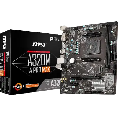 MSI A320M-A PRO MAX AMD AM4 Socket m-ATX Motherboard for Ryzen 1st 2nd 3rd Gen A-Series Athlon X4 Desktop Processors Motherboard