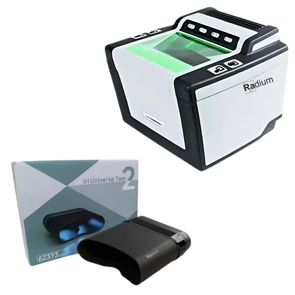 Green Bit Dactyscan 84c and IrisUniverse Two Dual Iris Scanner Biometric Kit